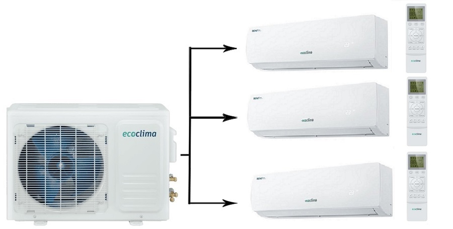Ecoclima CMWM-H09/4R2 [W]*3/СM3-H22/4DR2 мульти-сплит система на 3 комнаты