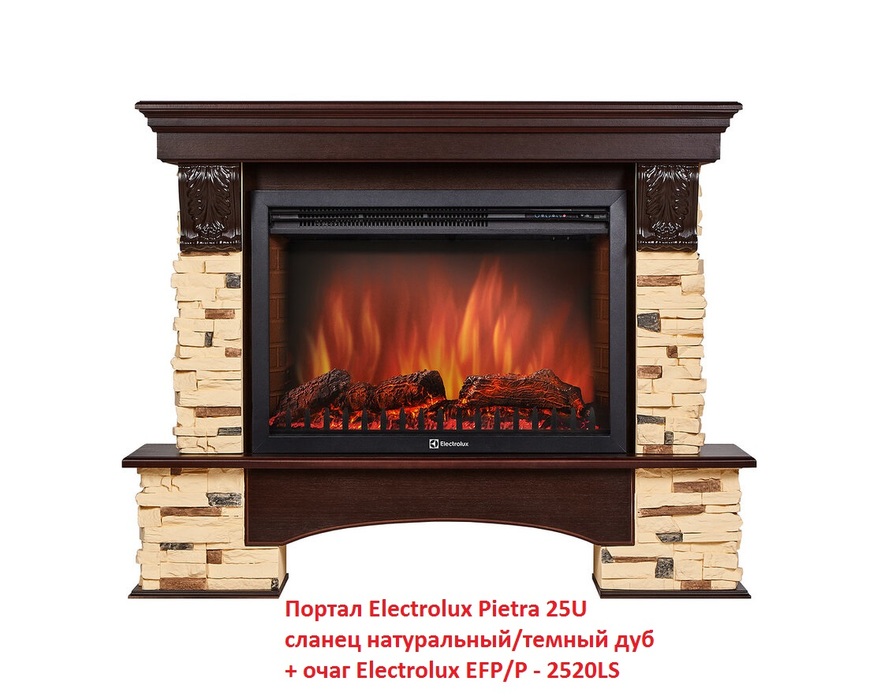 Firelight Pietra 25U сланец натуральный/темный дуб угловой широкий портал