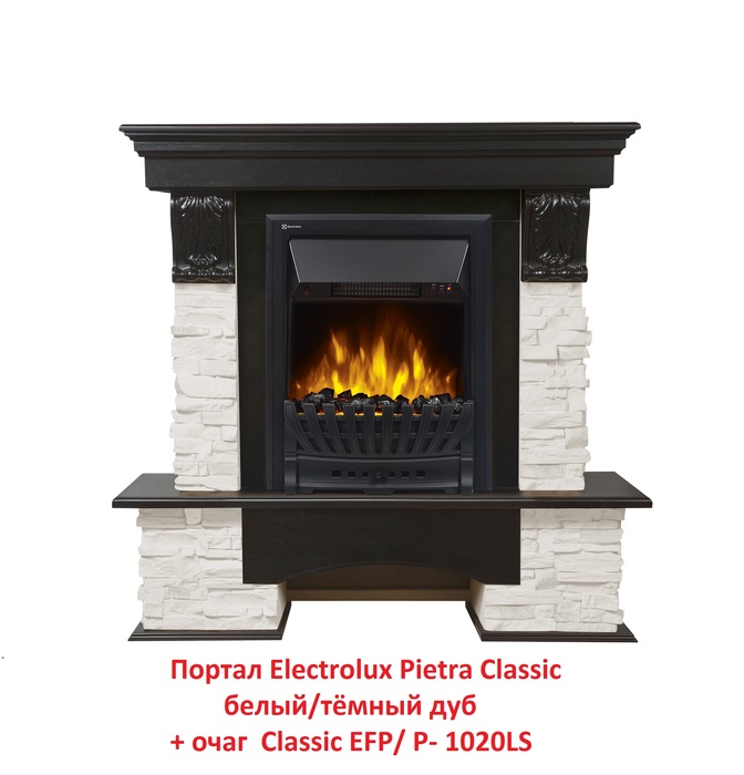 Firelight Pietra Classic белый/тёмный дуб классический портал для камина