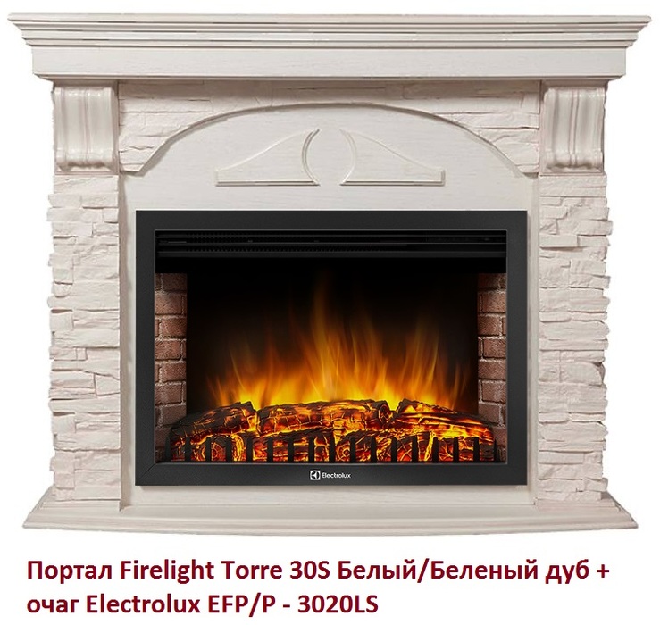 Firelight Torre 30S Белый/Беленый дуб широкий портал
