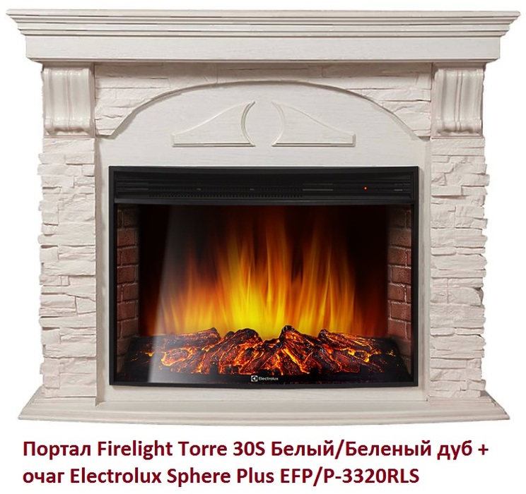 Firelight Torre 30S Белый/Беленый дуб широкий портал