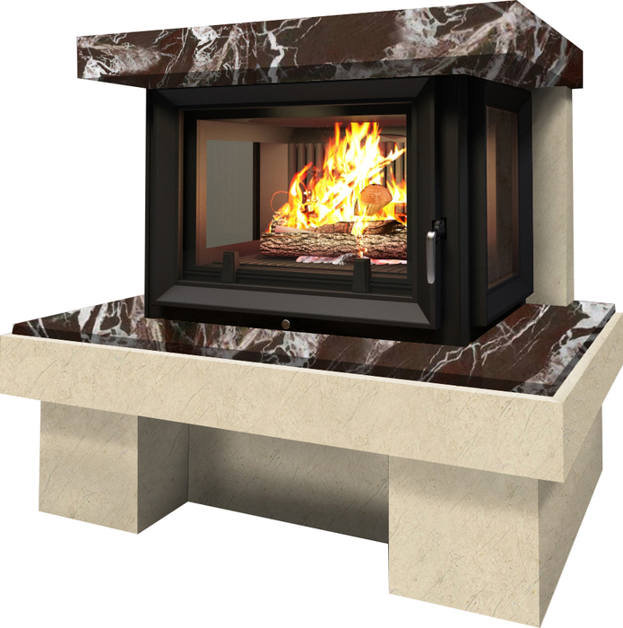 Firebird БАЙКАЛ с Maja Crema Nova/Rosso Levanto готовый дровяной каминокомплект