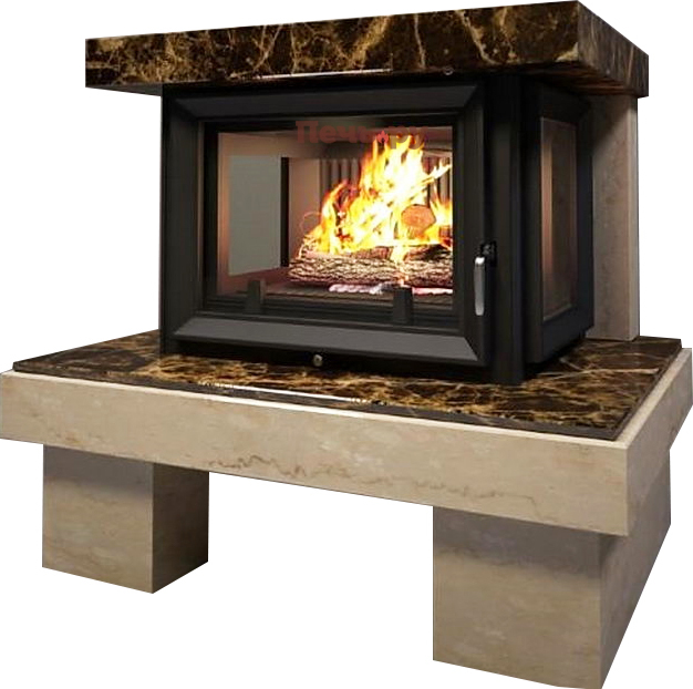 Firebird БАЙКАЛ с Zuzia Crema Nova/Emperador Dark готовый дровяной каминокомплект