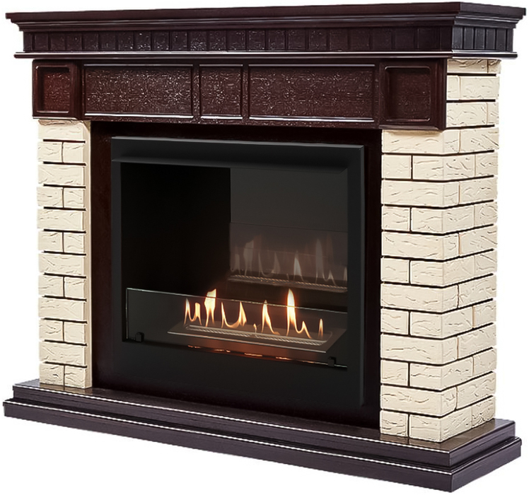 Firelight BFP/P-2520 с порталом Bricks 25 камень бежевый, шпон темный дуб напольный биокамин