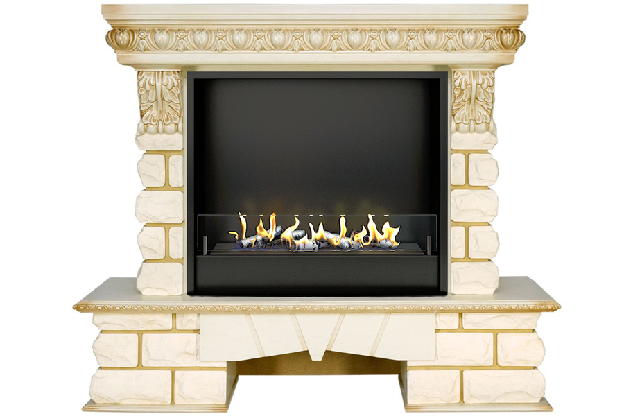 Firezo Pierre Luxe Lord Слоновая кость белый напольный биокамин