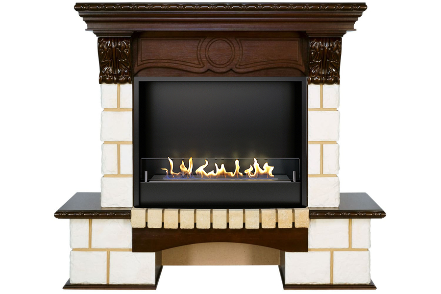 Firezo Pierre Luxe Шампань, Темный дуб напольный биокамин