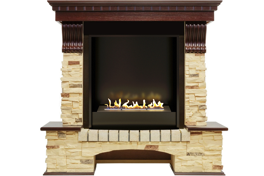 Firezo Pierre Luxe Темный дуб, Сланец напольный биокамин