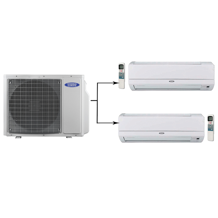 General Climate GU-M2E18H1/GC-ME09HRI*2шт мульти сплит-система на 2 комнаты