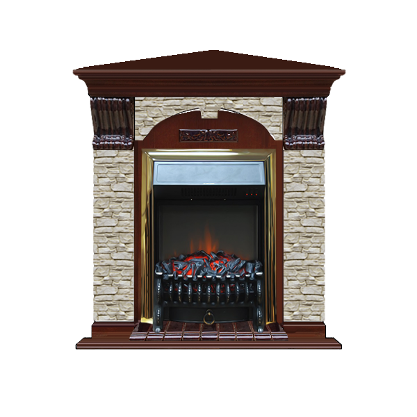 Glenrich Арочный угловой (Fobos BL,BR) камень-Грот однотонный/цвет-Красное дерево красное дерево угловой камин