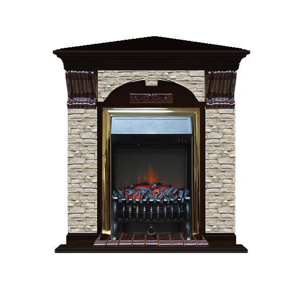 Glenrich Арочный угловой (Fobos BL,BR) камень-Грот однотонный/цвет-Венге безопасный декоративный электрокамин