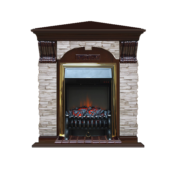 Glenrich Арочный угловой (Fobos BL,BR) камень-Мисхор/цвет-Дуб 46 электрокамин с классическим очагом 2D