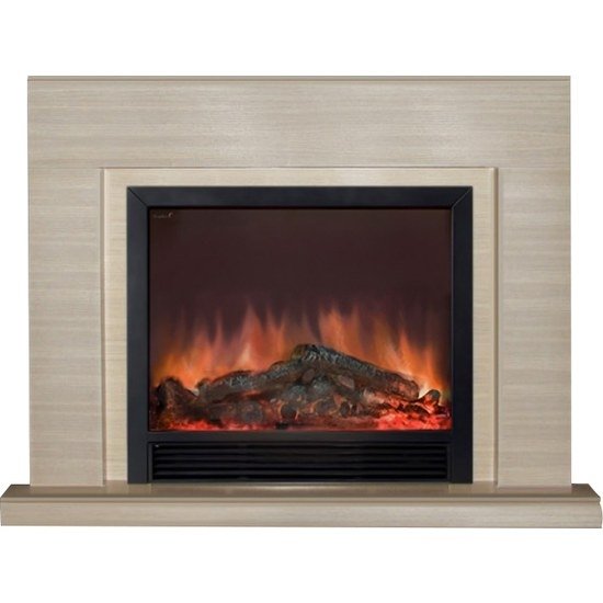 Glenrich Астория Delux 33 (Sharm33 Black) Беленный дуб эффект живого огня электрический камин