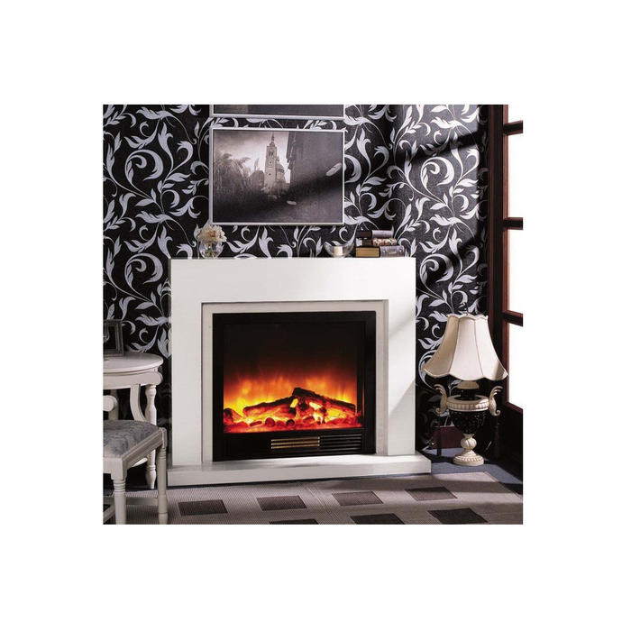 Glenrich Астория Delux 33 (Sharm33 Black) Белый по шпону электрокамин с широким очагом 2D