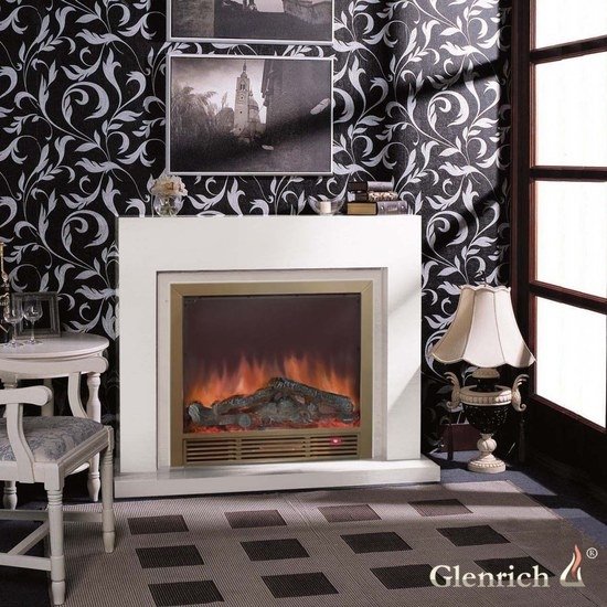 Glenrich Астория Delux 39 (Sharm39 Brass) Белый белый современный электрокамин