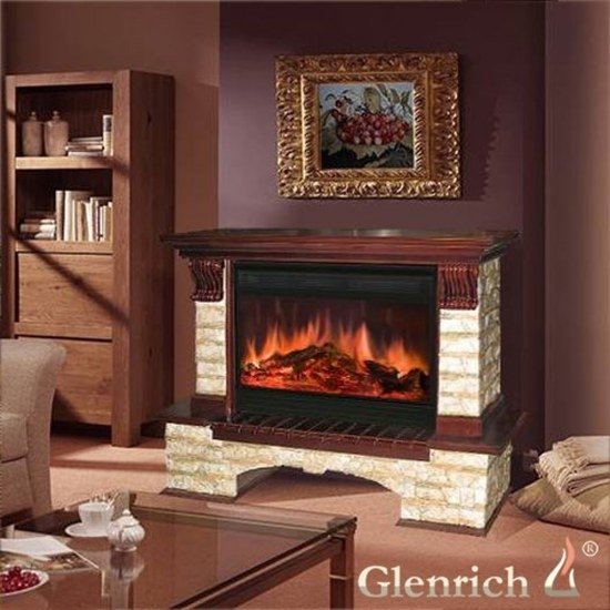 Glenrich Бостон S33 электрокамин с широким очагом 2D