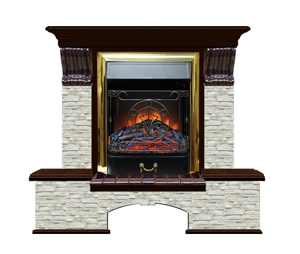Glenrich Бостон К (Magestic BL,BR) камень-Грот однотонный/цвет-Дуб 46 экономичный камин без дымохода