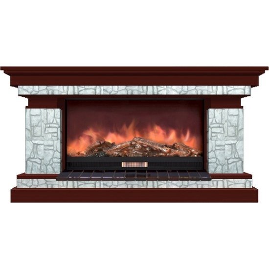 Glenrich Брайтон 86 (Premier S86) камень-Старый город/цвет-Красное дерево электрокамин с широким очагом 2D