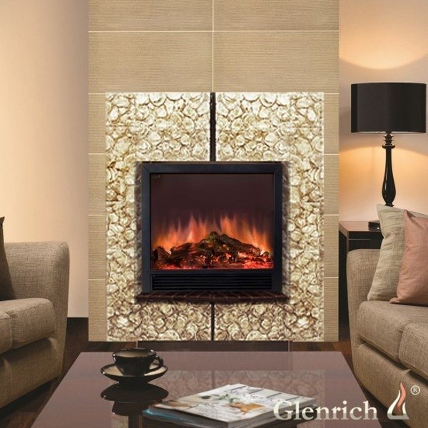 Glenrich Да Винчи 33 (Sharm 33 BL,BR) камень-Бежевый электрокамин с широким очагом 2D