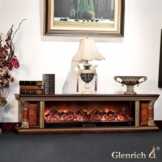 Glenrich Георгия (Premier S130) Мокко с дополнительным полочками напольный электрокамин