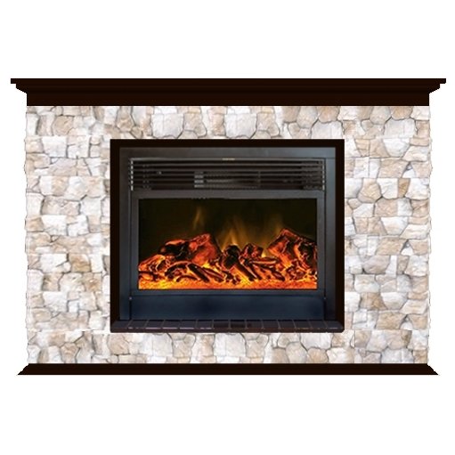 Glenrich Пафос 28 (New flame) камень-Арбат/цвет-Венге электрокамин с широким очагом 2D