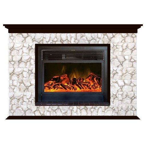 Glenrich Пафос 28 (New flame) камень-Карелия/цвет-Венге электрокамин с широким очагом 2D