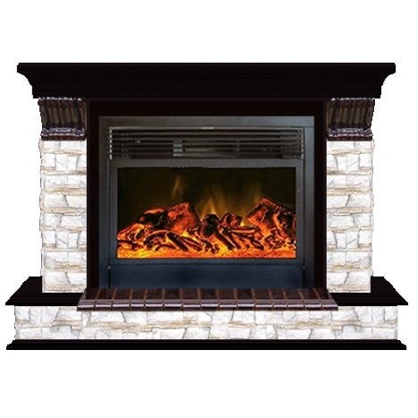 Glenrich Панорама 28 (New flame) камень-Алтай/цвет-Венге электрокамин с широким очагом 2D