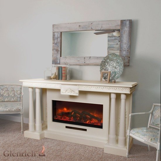 Glenrich Роял Delux (Premier S87) Слоновая кость электрокамин с широким очагом 2D