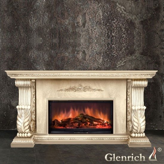 Glenrich Сенатор (Premier S86) Светлый мрамор светлый мрамор камин с деревянным порталом