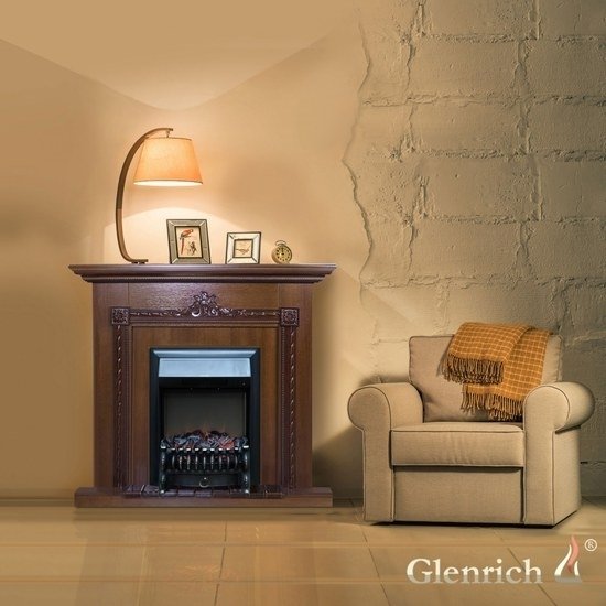Glenrich Шервуд (Fobos black) Дуб 35 универсальный фронтальный каминокомплект