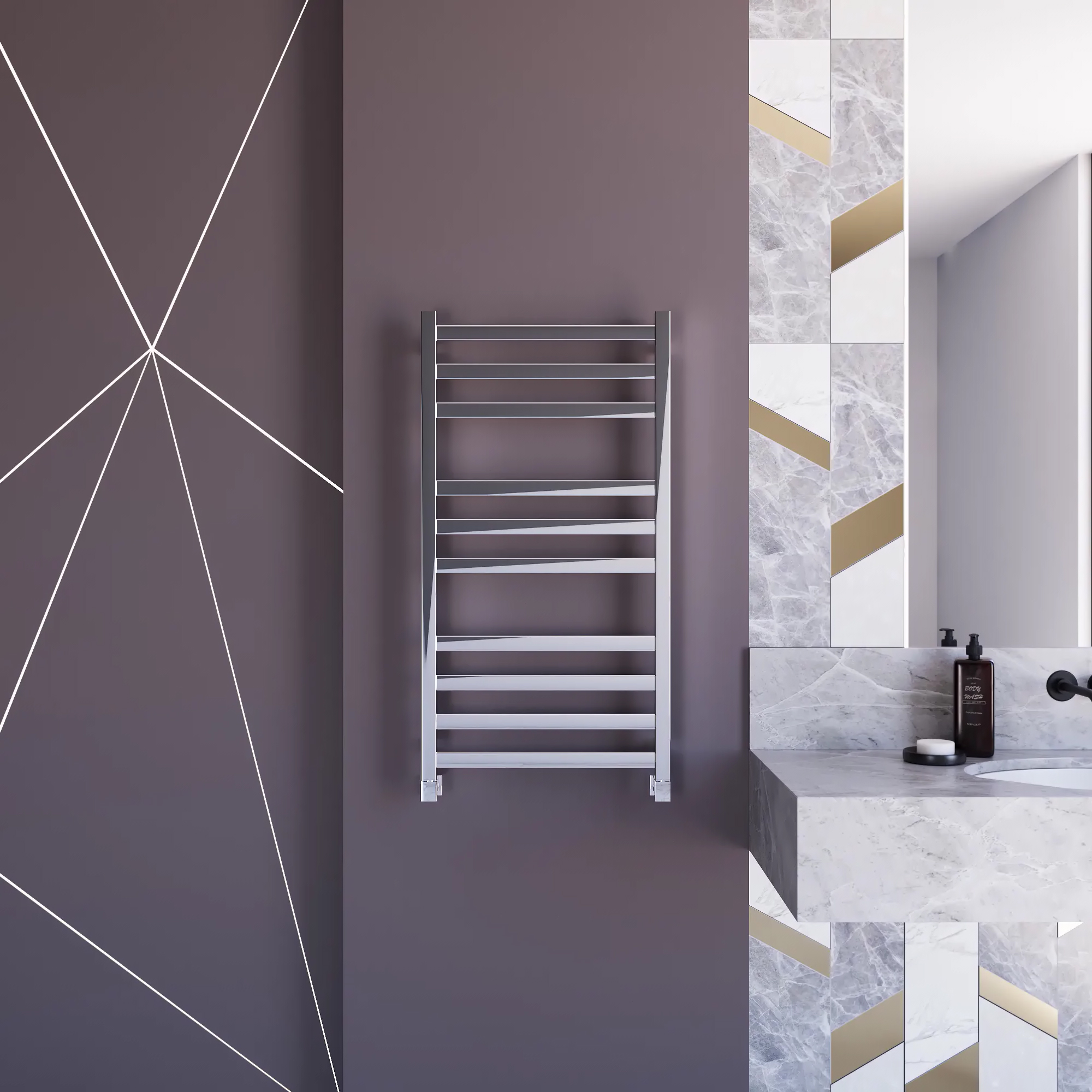 Grota Vento 480x900 водяной полотенцесушитель шириной 410 - 500 мм