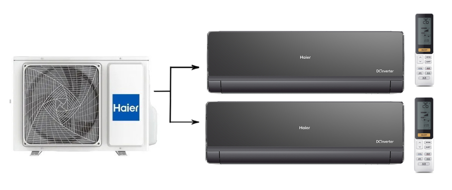 Haier 2U40S2SM1FA/AS09NS6ERA-B*2шт мульти сплит система на 2 комнаты