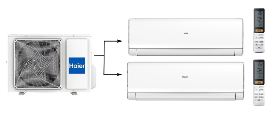 Haier 2U40S2SM1FA/AS09NS6ERA-W*2шт мульти сплит система на 2 комнаты