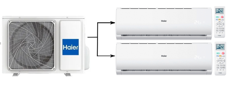 Haier 2U40S2SM1FA/AS09TS6HRA-M*2шт мульти сплит система на 2 комнаты
