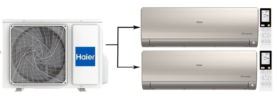 Haier 2U40S2SM1FA/AS25S2SF2FA-G*2шт мульти сплит система на 2 комнаты