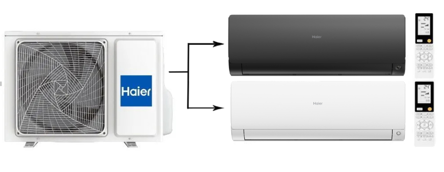 Haier 2U40S2SM1FA/AS25S2SF2FA-W/AS35S2SF2FA-B мульти сплит система на 2 комнаты