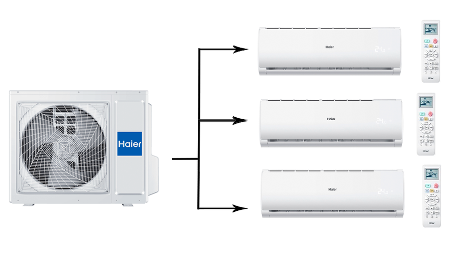 Haier 3U55S2SR5FA/AS09TS6HRA-M*3шт мульти сплит система на 3 комнаты