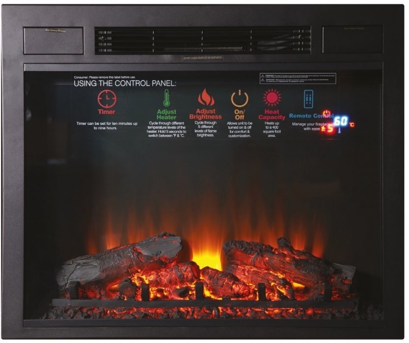 InterFlame Sirius 30 LED FX Black/Brass широкий очаг 2D