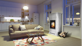 Kratki NADIA kafel MILANO 8кВт (Кремовая) дровяная печь