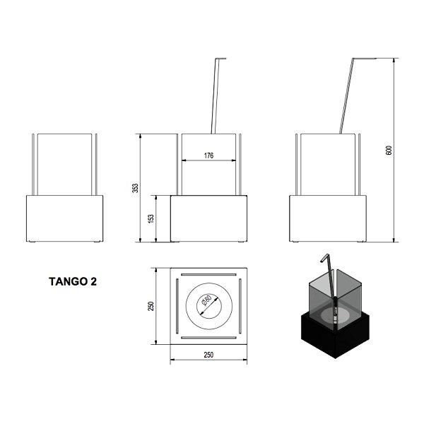 Kratki TANGO 2, с биотопливом(1шт.х1.5л.), зажигалкой набор с биокамином