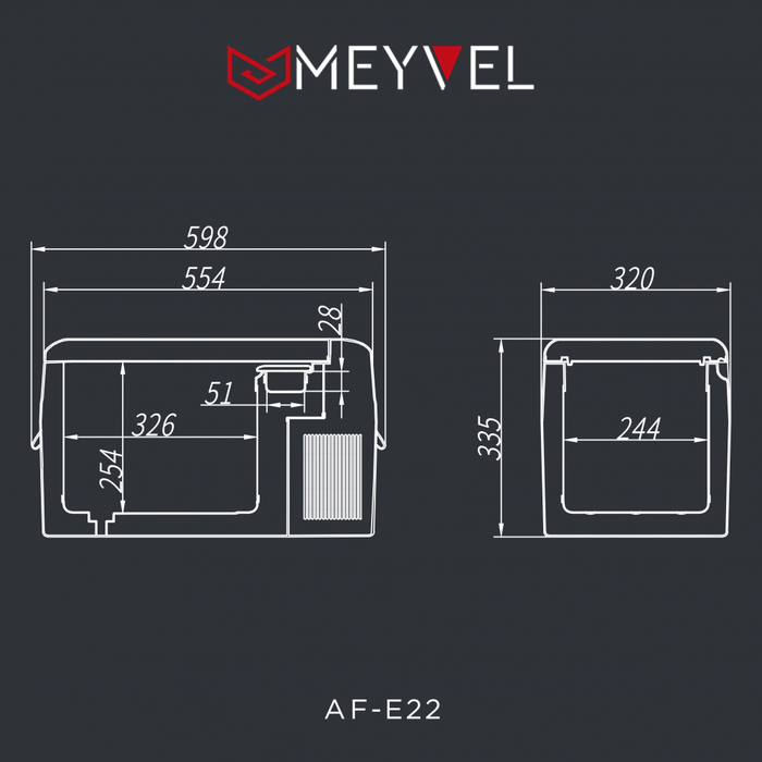 MEYVEL AF-E22 компрессорный автохолодильник