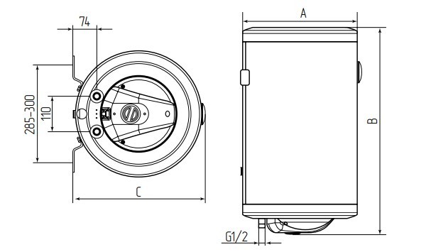 Metalac HEATLEADER MB 120 INOX R электрический накопительный водонагреватель