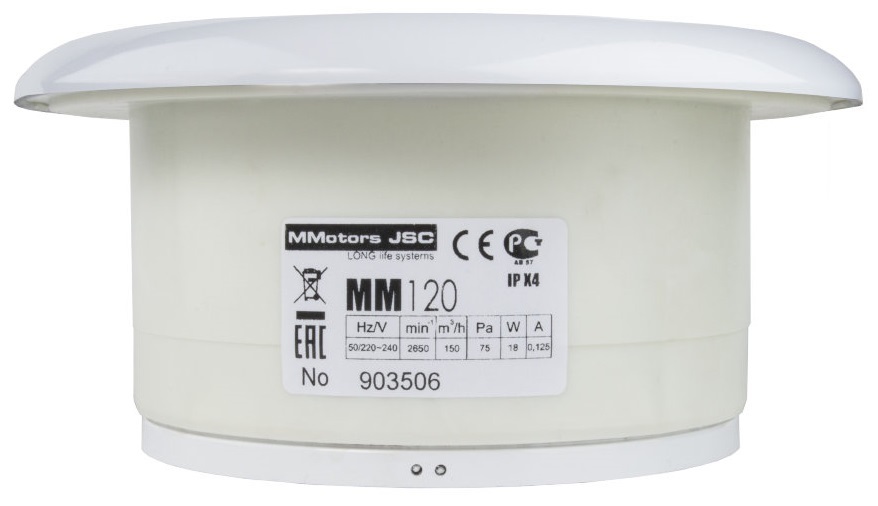 Mmotors ММ-S 120 круглый 150 м3/ч вытяжка для ванной диаметр 120 мм