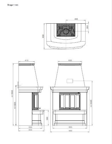 Nordpeis Brage (топка NI-22 скл. дверцы) готовый дровяной каминокомплект