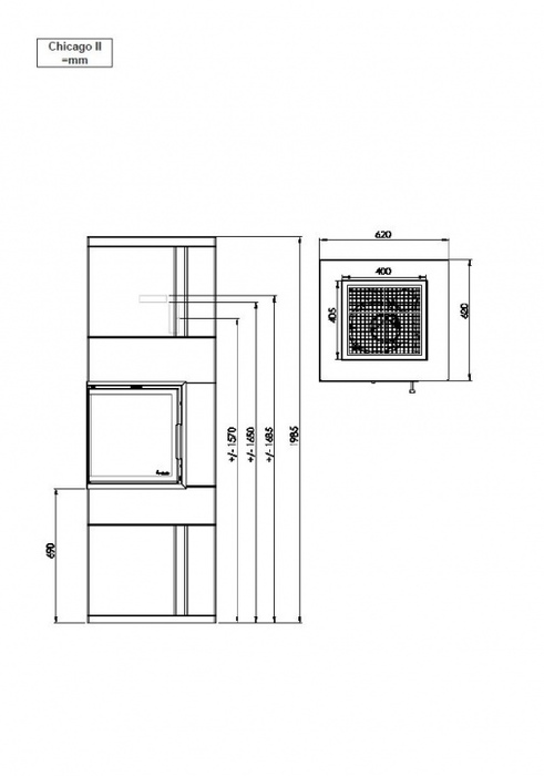 Nordpeis Chicago II (топка N-36A Exclusive) готовый дровяной каминокомплект