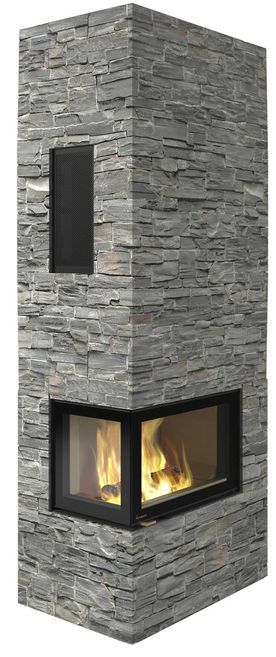 Nordpeis Davos A угловой левый высокий STONE 2-х сторонний+ топка N-29A готовый дровяной каминокомплект
