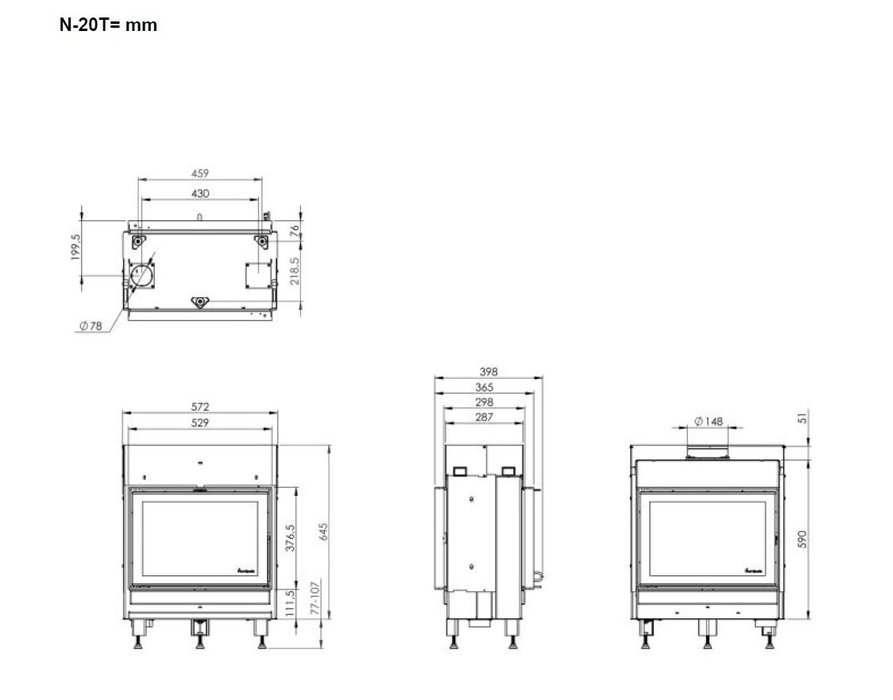 Nordpeis N-20T Exclusive белая дровяная топка