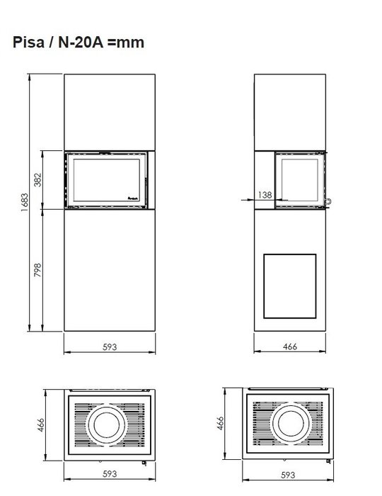 Nordpeis Pisa (топка N-20A бел. прав.) готовый дровяной каминокомплект