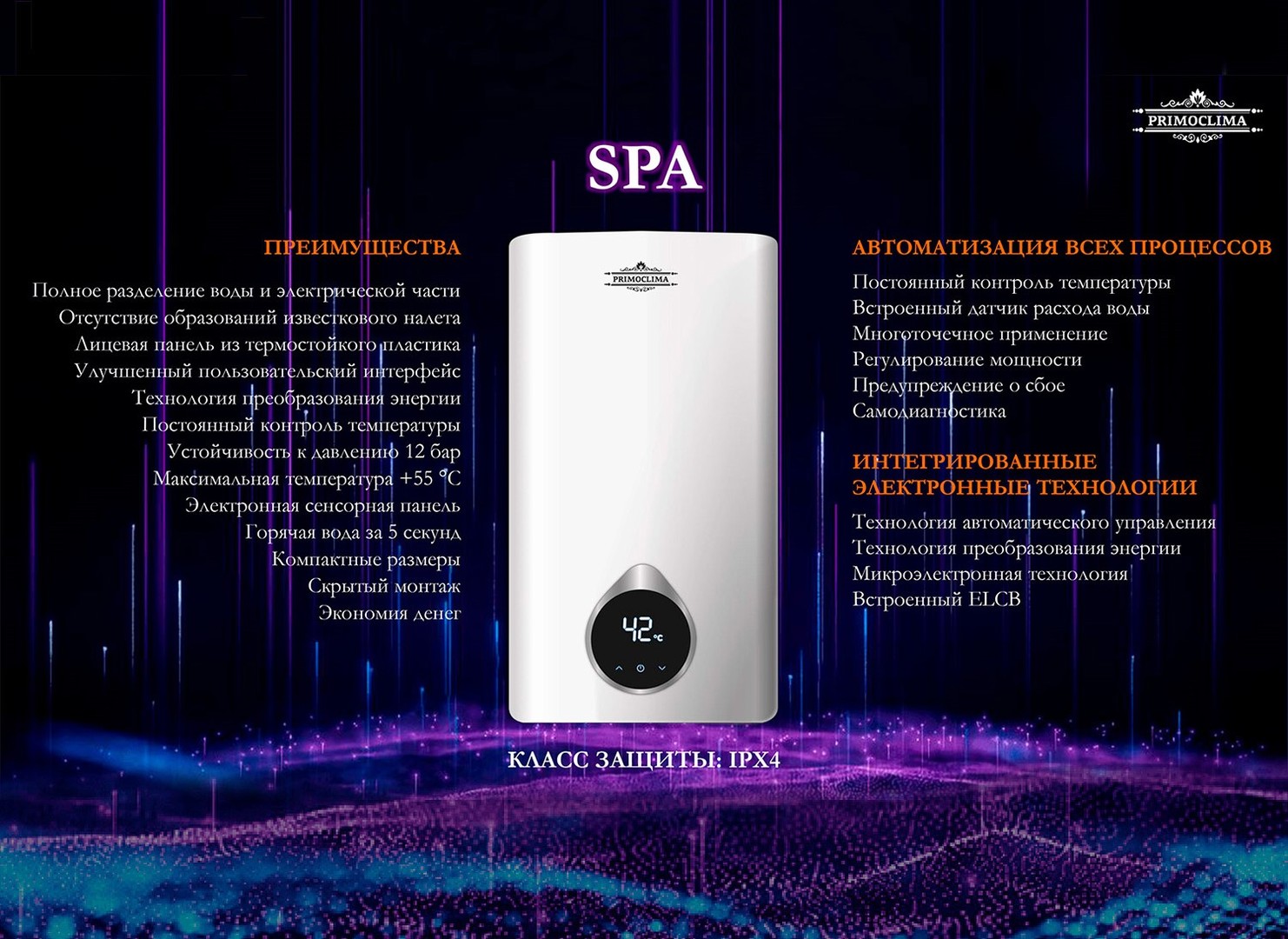 Primoclima SPA 14 кВт электрический проточный водонагреватель 15 кВт