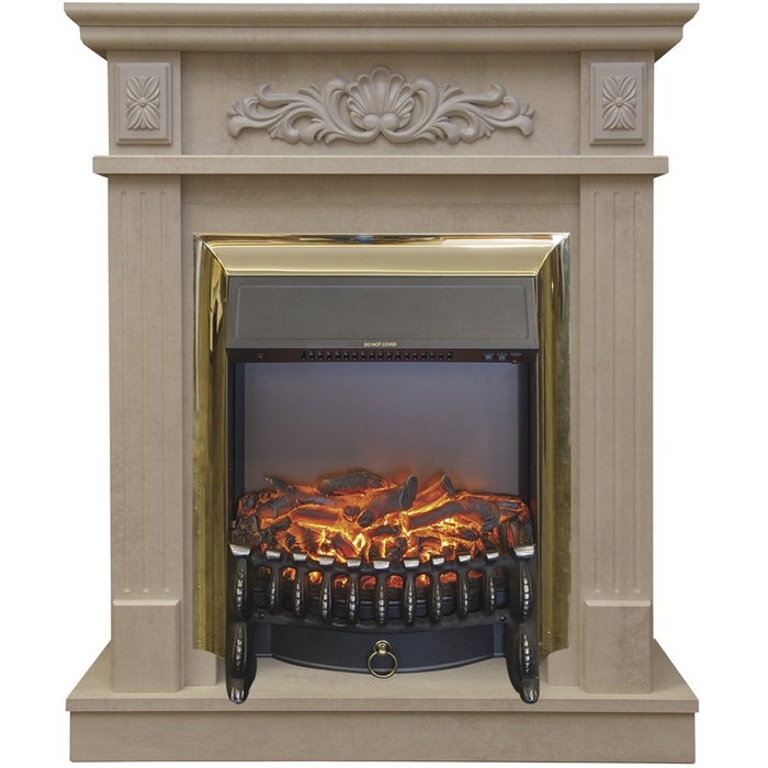 Real-Flame Adelaida STD/EUG WT с очагом Fobos s Lux BL/BR, Majestic s Lux BL/BR электрический камин с обогревом