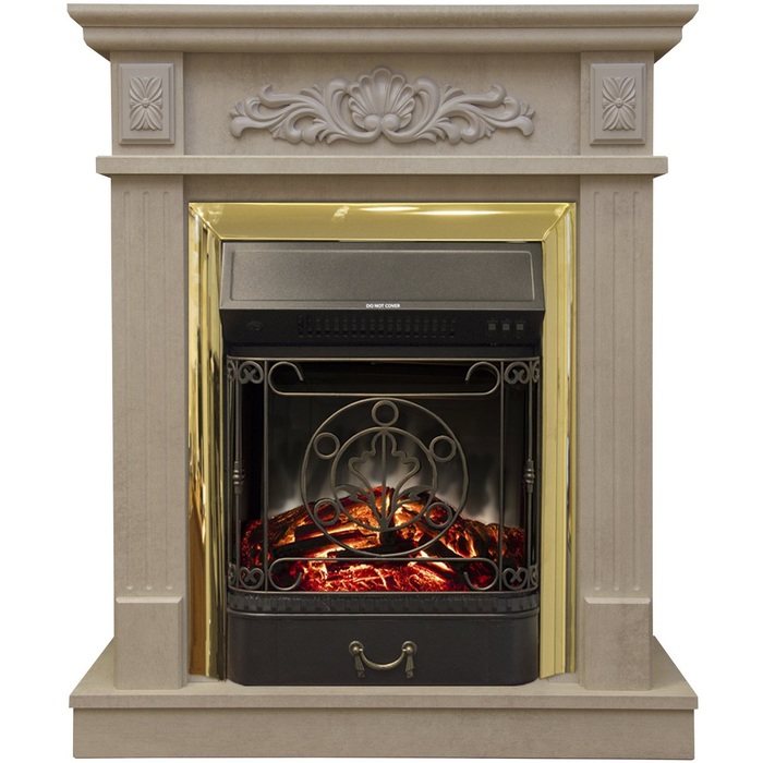 Real-Flame Adelaida STD/EUG WT с очагом Fobos s Lux BL/BR, Majestic s Lux BL/BR электрический камин с обогревом